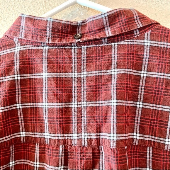 TOAD&CO Organic Cotton Wash & Wear red plaid button down shirt western men’s XL - Picture 12 of 12